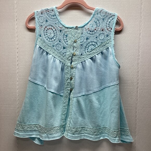 #220-POL SLEEVELESS TOP CROCHET ACCENTS SUPER CUTE! NIP NEW ARRIVAL! - Picture 6 of 12